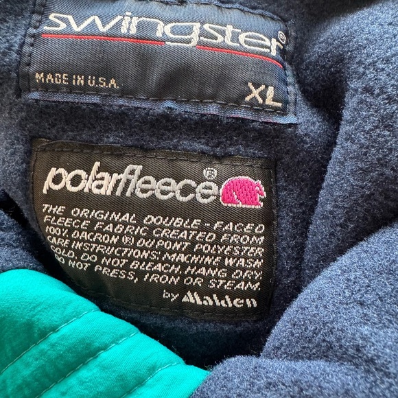 RARE Pennzoil Teal Polar Fleese Bomber Jacket with Navy Accents. Men’s XL - Picture 8 of 11